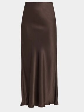 Satin Midi Slip Skirt in Espresso